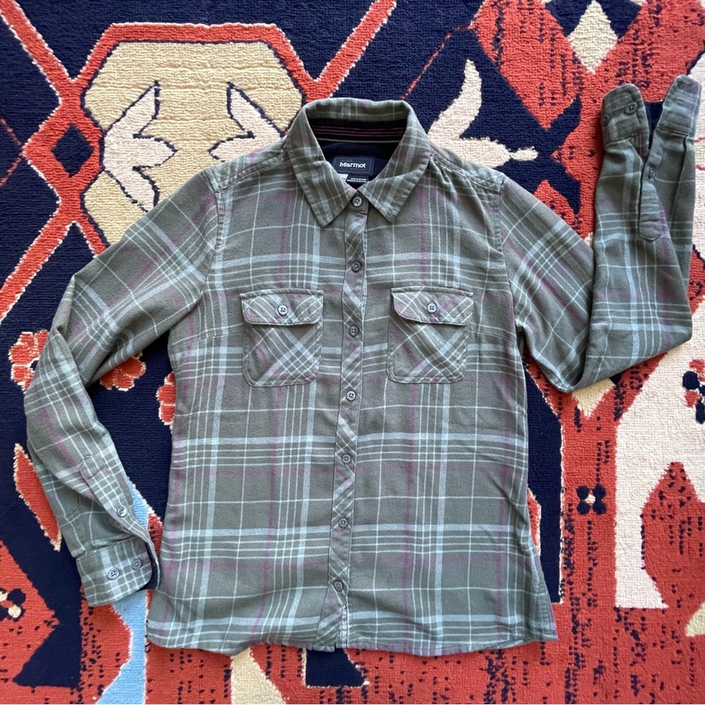 Marmot Women’s Button Down, Plaid, Size XS